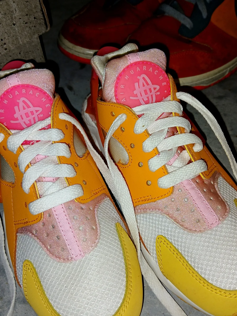 Nike Kids Orange, Pink & White Air Huarache Sneakers